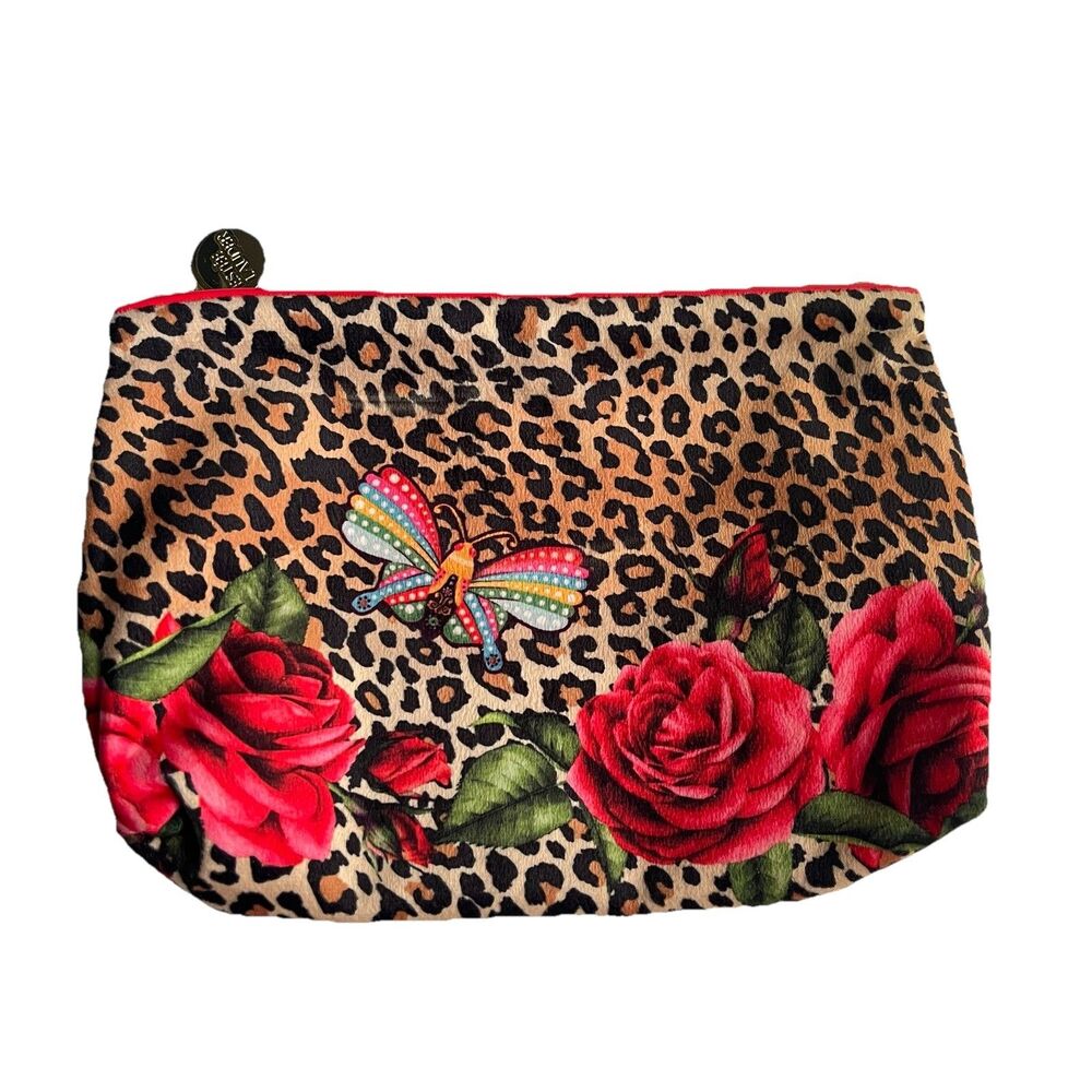 Estée Lauder Makeup Bag Rose Leopard Print Butterfly Soft Exterior
